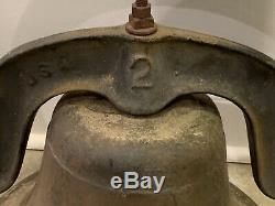 Huge Old Heavy 52lbs Antique Cast Iron/Bronze School Farm Church Cow Dinner Bell