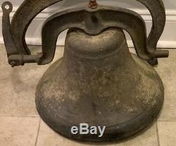 Huge Old Heavy 52lbs Antique Cast Iron Vessel School Farm Church Cow Dinner Bell