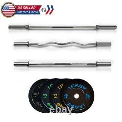 IFAST Olympic Barbell Bar Plates 4Ft/5Ft/7.2Ft Solid Iron Fitness Weightlifting