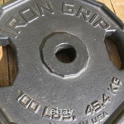 IRON GRIP 100lbs Metal Olympic Weight Plate SINGLE 2 hole Free Shipping