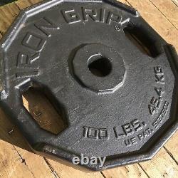 IRON GRIP 100lbs Metal Olympic Weight Plate SINGLE 2 hole Free Shipping