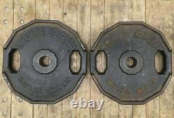 IRON GRIP 100lbs Metal Olympic Weight Plates SET of Two 2 hole Free Shipping