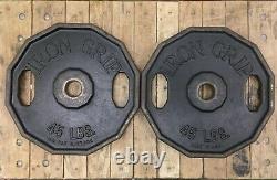 IRON GRIP 45lbs Metal Olympic Weight Plate set of two 2 hole Free Shipping