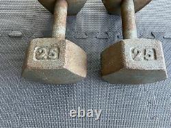 Ivanko Dumbbells Dumbbell Weights Vintage Iron Hex Cast 25lbs York 25 Pounds