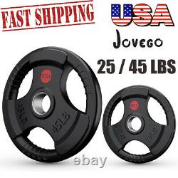 Jovego 2 Fitness Olympic Rubber Bumper Weight Plates Plate 25/45lbs Barbell Gym