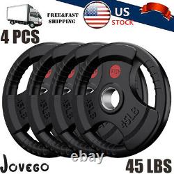 Jovego Fitness Olympic Rubber Bumper Weight Plates Plate Cast Iron 45 lbs 4PCS