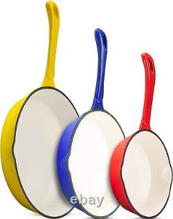 Klee Enameled Cast Iron Skillet Set of 3 (7-inch, 8.5-inch, 10-inch)