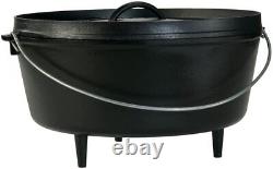 L14DCO3 Cast Iron Deep Camp Dutch Oven, 10 Qt, Black