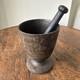 Large Antique Cast Iron Mortar And Pestle Rare 7 Early 19th Century 6 Lbs