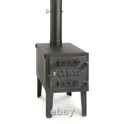 LARGE Wood Burning Stove Outdoor Camping Cast Iron Steel Fire-Box Heat