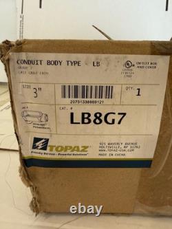 LB8G7 TOPAZ MALLEABLE IRON CONDUIT BODY 3 INCH HUBS TYPE LB FORM 7 Cast Gray