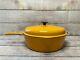 Le Creuset #27 France Yellow Enamel Cast Iron Cassadou Skillet Dutch Oven With Lid