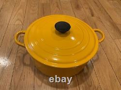 LE CREUSET Dutch Oven Round F yellow mustard color Enamel Cast Iron