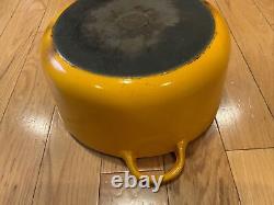 LE CREUSET Dutch Oven Round F yellow mustard color Enamel Cast Iron