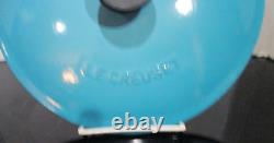 LE CREUSET ENAMELED CAST IRON TURQUOISE SOUP POT MARMITE WithLID #22 3.5QT CLEAN