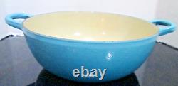 LE CREUSET ENAMELED CAST IRON TURQUOISE SOUP POT MARMITE WithLID #22 3.5QT CLEAN