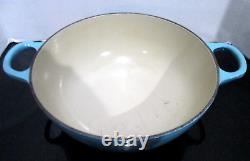 LE CREUSET ENAMELED CAST IRON TURQUOISE SOUP POT MARMITE WithLID #22 3.5QT CLEAN