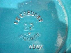 LE CREUSET ENAMELED CAST IRON TURQUOISE SOUP POT MARMITE WithLID #22 3.5QT CLEAN