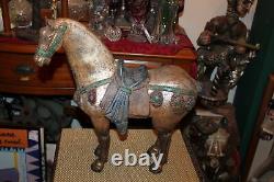 Large Antique Cast Iron Horse Statue Aged Patina Western Decor 33LBS