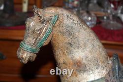 Large Antique Cast Iron Horse Statue Aged Patina Western Decor 33LBS