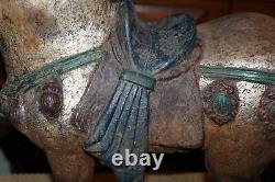 Large Antique Cast Iron Horse Statue Aged Patina Western Decor 33LBS