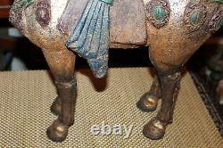 Large Antique Cast Iron Horse Statue Aged Patina Western Decor 33LBS