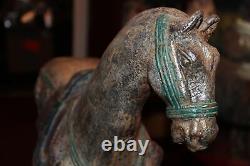 Large Antique Cast Iron Horse Statue Aged Patina Western Decor 33LBS