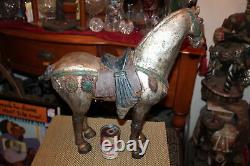 Large Antique Cast Iron Horse Statue Aged Patina Western Decor 33LBS