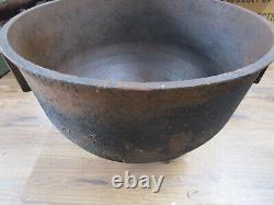 Large Antique Cast Iron Wash Pot Cauldron with Gate Mark, Marked 12 A 12 1/2