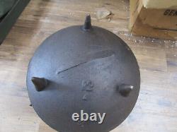 Large Antique Cast Iron Wash Pot Cauldron with Gate Mark, Marked 12 A 12 1/2