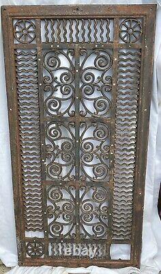 Large Heavy 60 LBS CAST IRON Ornate Furnace HEAT Grate Antique Window Vent #12