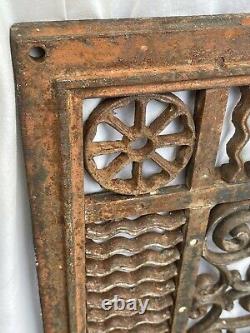 Large Heavy 60 LBS CAST IRON Ornate Furnace HEAT Grate Antique Window Vent #12