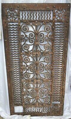Large Heavy 60 LBS CAST IRON Ornate Furnace HEAT Grate Antique Window Vent #12