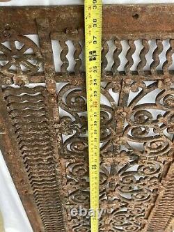 Large Heavy 60 LBS CAST IRON Ornate Furnace HEAT Grate Antique Window Vent #12