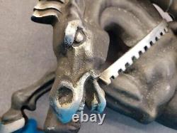 Large Vintage 40LB Gothic Cast Iron Saint George Horse & Knight Art Deco Decor