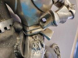 Large Vintage 40LB Gothic Cast Iron Saint George Horse & Knight Art Deco Decor