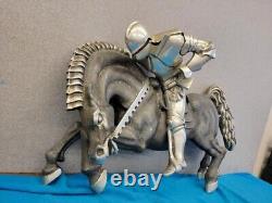 Large Vintage 40LB Gothic Cast Iron Saint George Horse & Knight Art Deco Decor