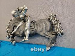 Large Vintage 40LB Gothic Cast Iron Saint George Horse & Knight Art Deco Decor