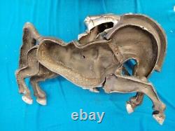 Large Vintage 40LB Gothic Cast Iron Saint George Horse & Knight Art Deco Decor