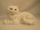 Large Vintage Green Eyed White Cat Cast Iron Statue Weighs 7 Lbs