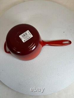 Le Creuset 1.75 Qt. Saucepan Cerise SS Knob Enameled Cast-iron minor blemish
