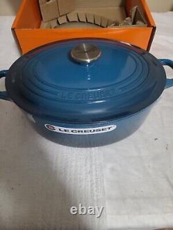 Le Creuset 4.5 Qt Round Dutch Oven DEEP TEAL BLUE Enameled Cast-iron- GREAT GIFT