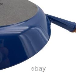 Le Creuset Blue Cast Iron Skillet #26 Early Model with Glissemail Interior France