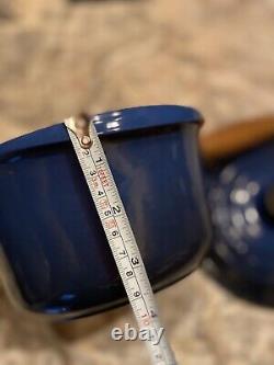 Le Creuset Blue Enamel Cast Iron Sauce Pot Lid #18 Wooden Handle Mothers Day
