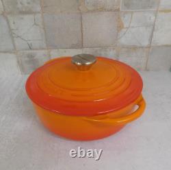 Le Creuset Cast Iron 2.75 Quart Shallow Round Dutch Oven, Flame Orange New