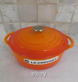 Le Creuset Cast Iron 2.75 Quart Shallow Round Dutch Oven, Flame Orange New