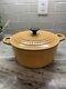 Le Creuset Cast Iron Dutch Oven Made In France Yellow Nectar Withlid #22 3.5 Qt