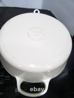 Le Creuset Cast Iron Signture Meringue Cassadou Skillet Glass LID 3.75 Qt 10.5