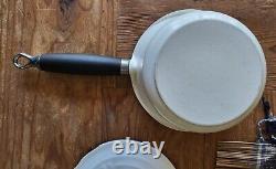 Le Creuset Enamel Cast Iron WHITE Sauce Pan Lid 1.25qt #16 BLCK Phenolic Handle