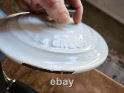 Le Creuset Enamel Cast Iron WHITE Sauce Pan Lid 1.25qt #16 BLCK Phenolic Handle